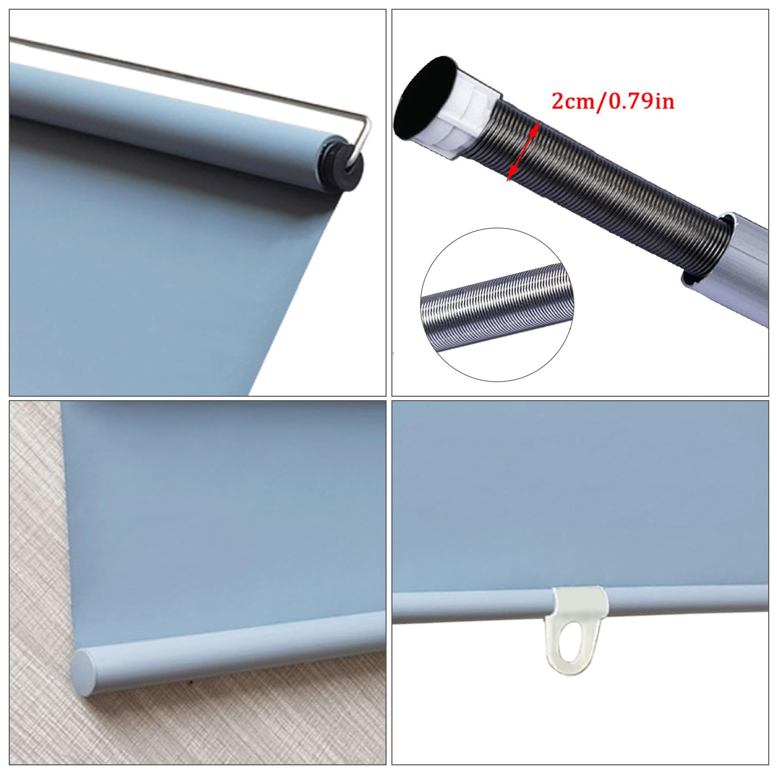 Tende a Rullo Oscuranti Temporanee,Tenda Avvolgibile Termiche 100%,Tende Senza Forare,Tende Oscuranti per Interni,Tenda a Rullo Retrattile per Camera Da Letto,L'asilo Nido,Blue-145x200cm(57.1x78.7in)