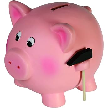 Out of the blue Piggy Bank Jumbo Pig Holding a Hammer Terracotta Pink 22.0 x 21.0 x 17.5 cm