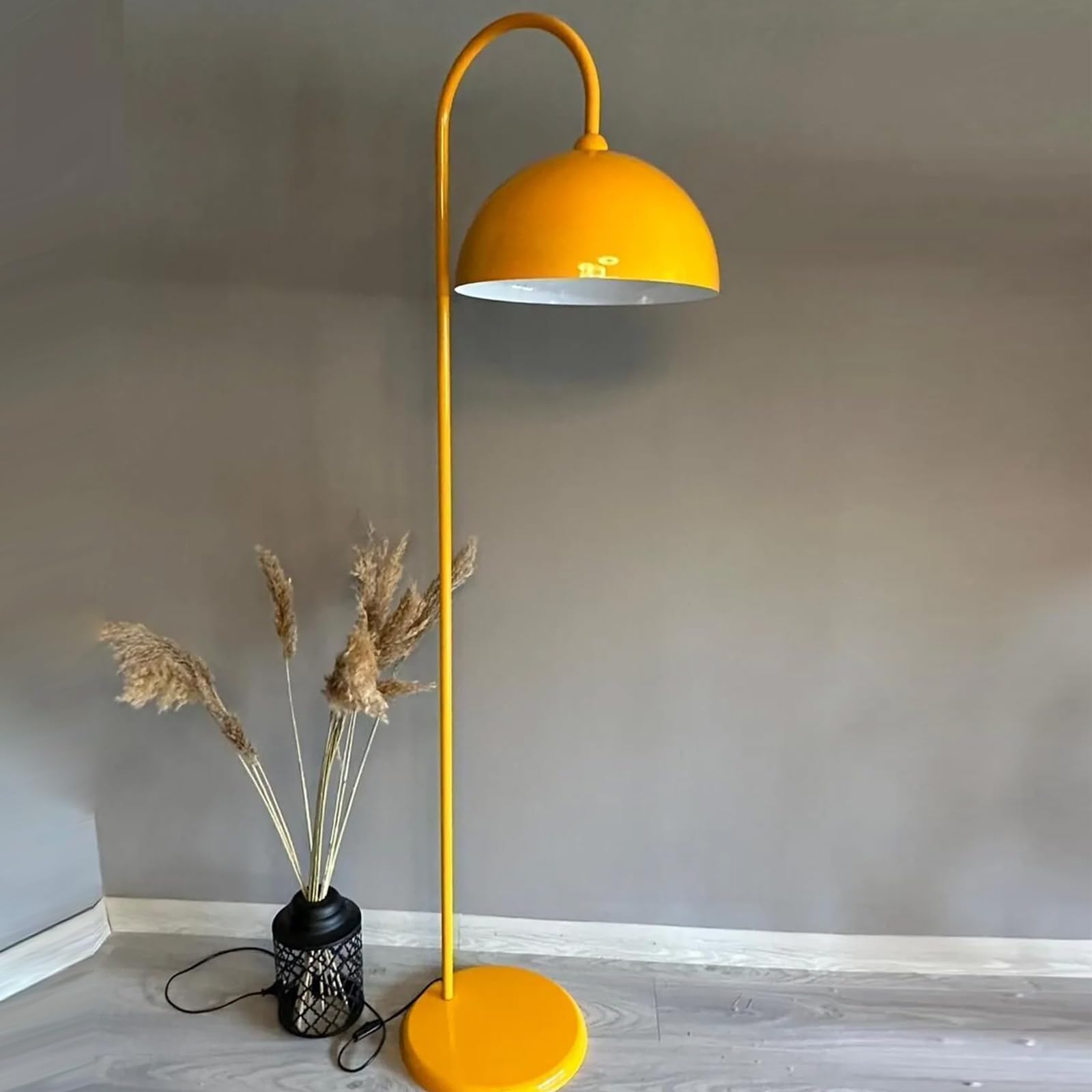 bamyum Gorkiede Lampada da Terra in Metallo, Lampada da Terra per Soggiorno, Camera da Letto, Camera dei Bambini con Attacco E27, Larghezza 30 cm, Giallo
