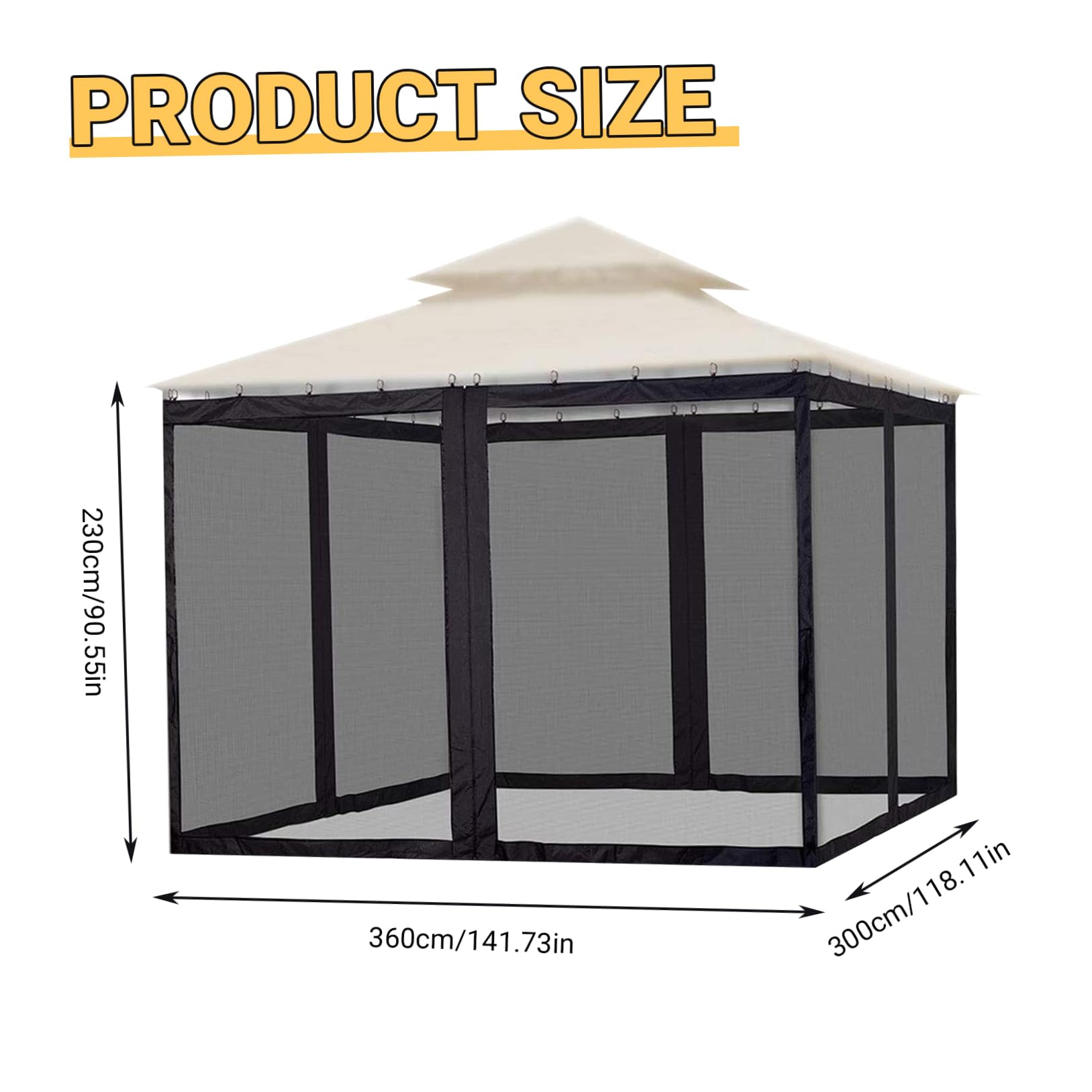 Zanzariera per Gazebo 9x11x8Ft Pannelli per Gazebo Pieghevoli Retrattili con Cerniera Zanzariera per Esterni per Portico Campeggio Patio Giardino - Pannelli per schermi