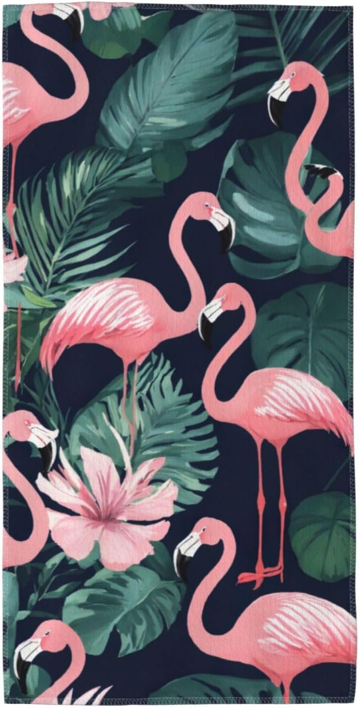 Pink Flamingo Print Hand Towels for Kitchen, Decorative Bathroom Towels Decor Farmhouse Cute for Men Women Gifts