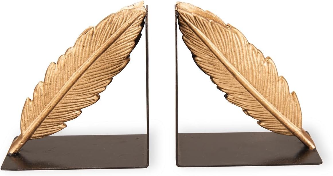 Foreside Gold Feather Book Ends (Set of 2)