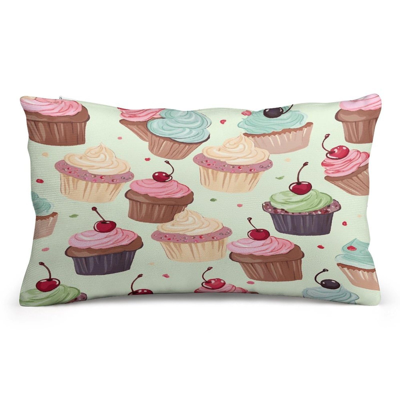 asbwuo Rectangular Decorative Throw Pillow Cover Soft Cushion Cover Cupcake Queen Pillow Cases for Couch Sofa Living Room Bed