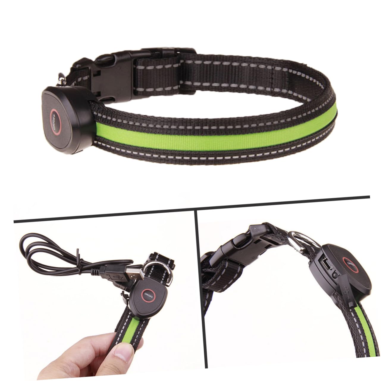 BESPORTBLE 3 Piezas Cuello Circular Seguimiento de Mascotas Collar de Mascota Collar de Brillante luz de un Cuello Iluminado LED para Mascotas USB Anillo de Cadena