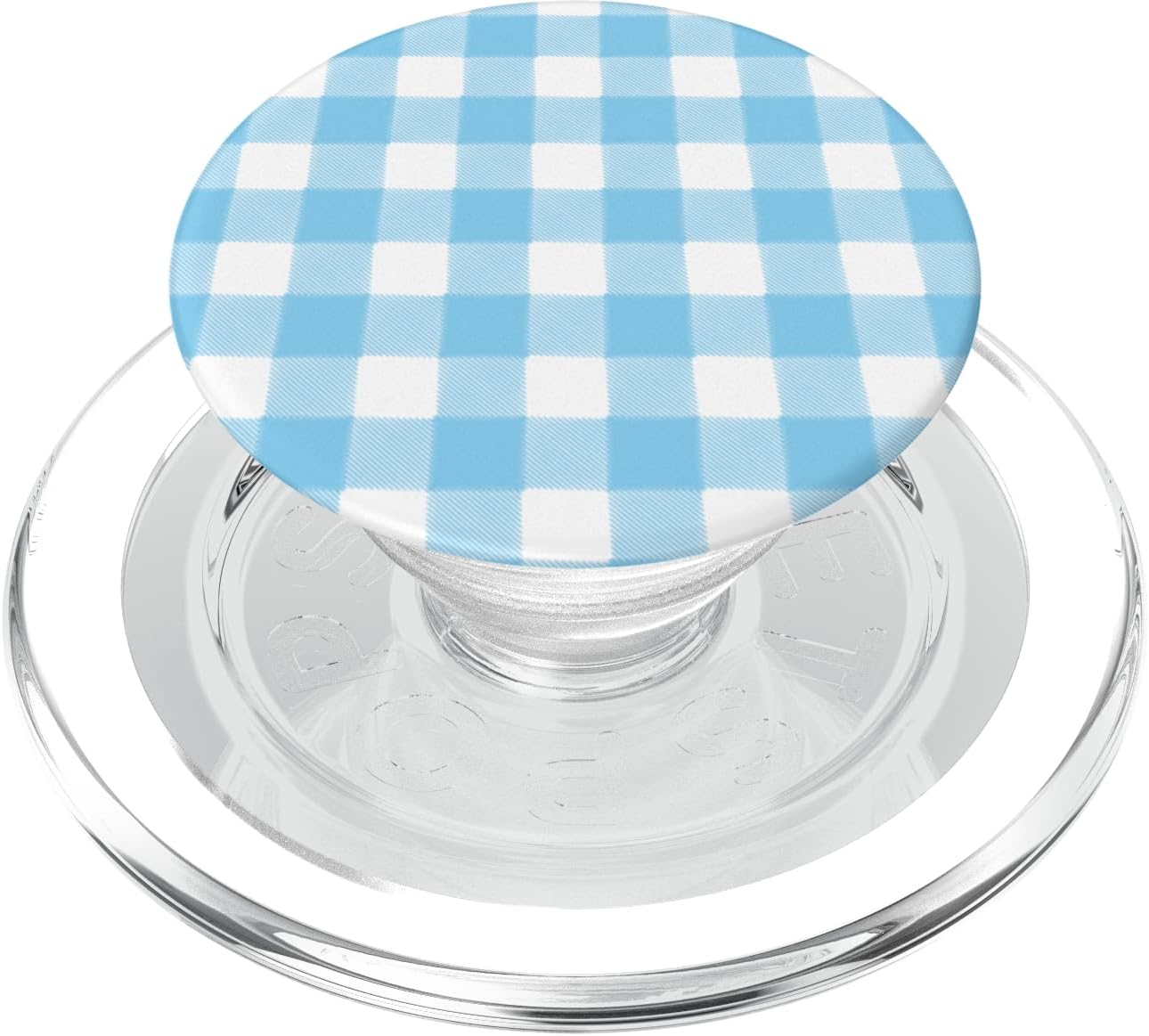 Blue Gingham Cute Checkered Girly PopSockets PopGrip for MagSafe