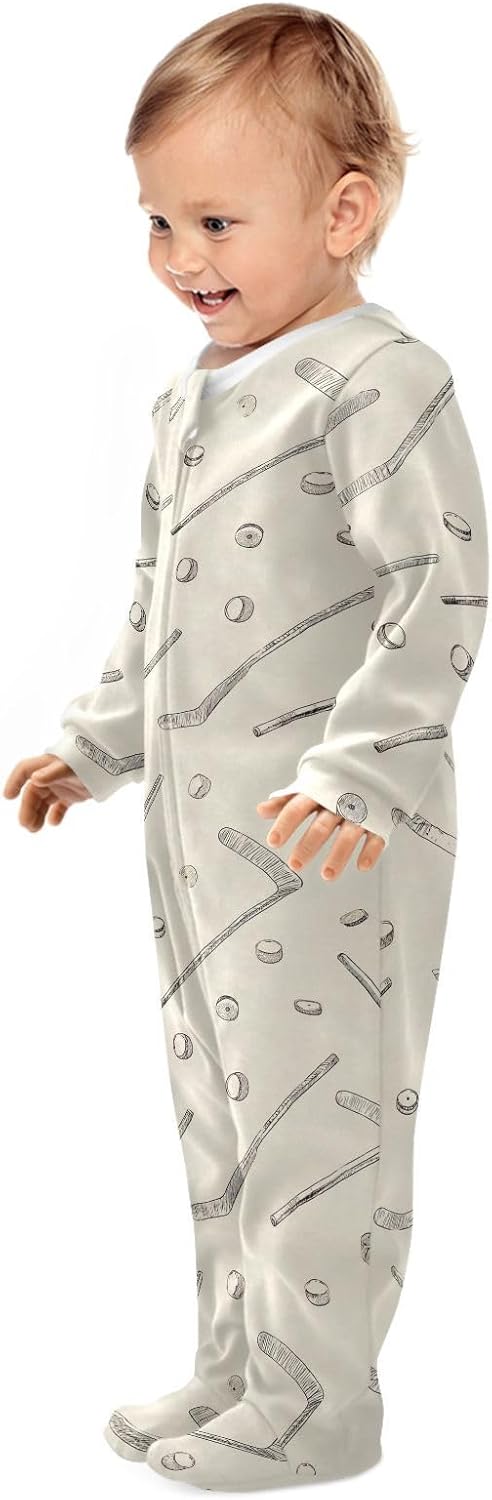 Dussdil Field Ice Hockey Player Sticks Baby One-Piece Footies Newborn Rompers Pajamas Cotton Footed Pjs for Sleep Play Boys Girls 6M - Image 4