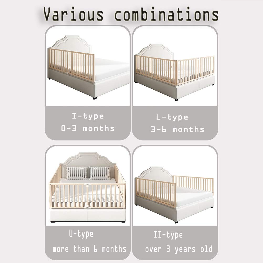 Barandillas de Cama abatibles, extralargas, de Madera, para protección contra caídas, Resistentes y sólidas (Color: B, Tamaño: 190 cm)