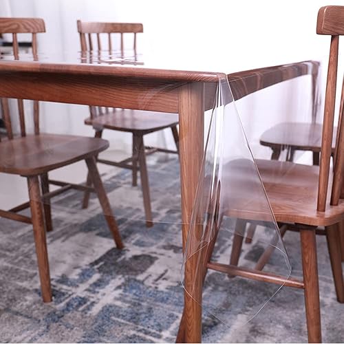 Miniatura 5 de JHKJ - Mantel protector de mesa transparente para comedor (plástico, rectangular, 0.039in de grosor, PVC, para mesa de comedor, oficina, 23.6 x