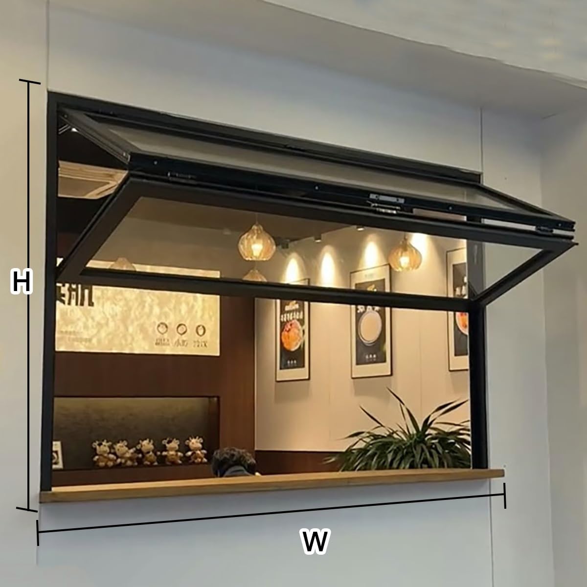 Finestre Pieghevoli Food Truck, Finestra Scorrevole Vetro A Filo, Porta Per Chiosco, Doppia Ghigliottina, Finestra Verticale Ventilazione, Per Bar(WxH 105x100cm/41.3x39.4")