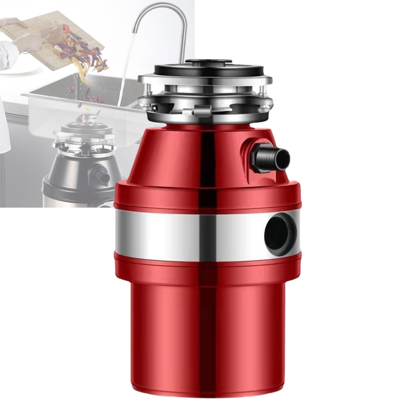 Sistema de Trituración de Residuos de Alimentos de Acero Inoxidable de 2800 Rpm Distribuidor de Residuos de Alimentos de Cocina Debajo del Fregadero con Cubierta Contra Salpicaduras/función de Protecc