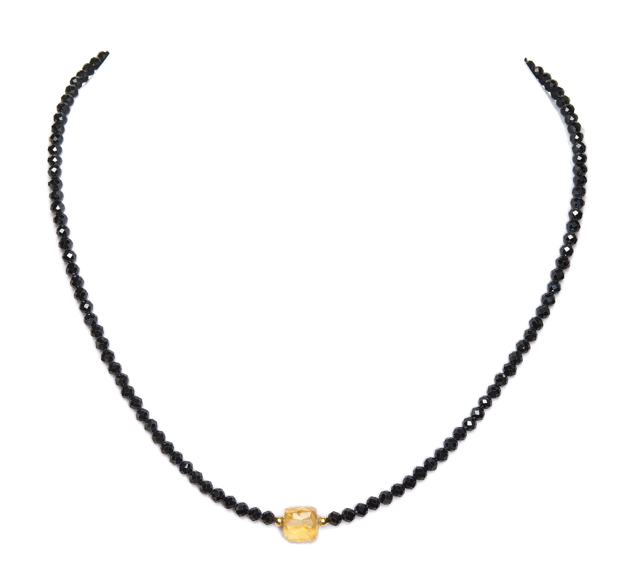 Spinell Kette mit Citrin - schwarze Halskette - 925 Silber vergoldet