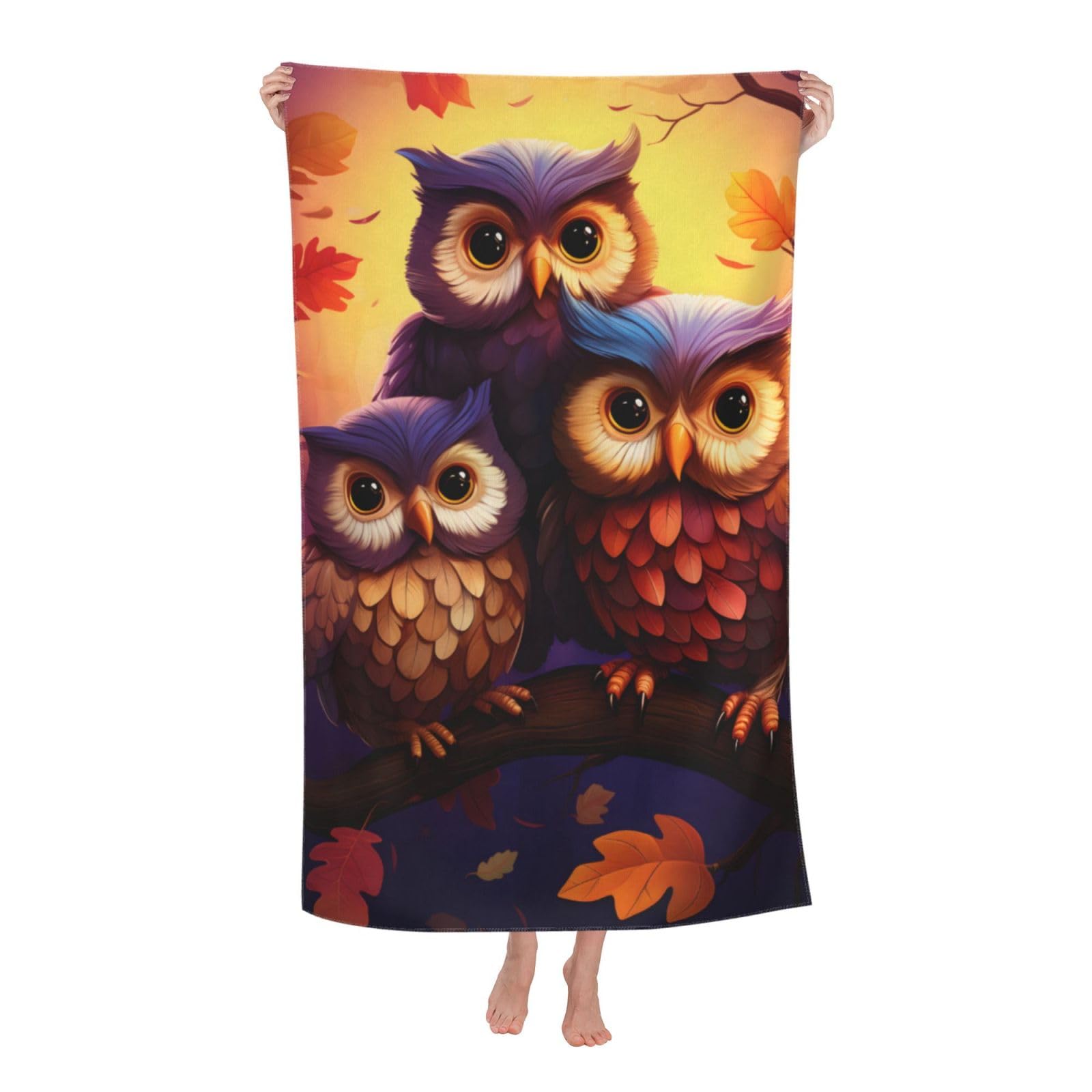 HLBSDM Owl Beach Towel Cute Forest Animal Sand Free Microfiber Bath Towel Ultra Soft Quick Dry Pool Towel Absorbent Towel Lightweight Towel Gifts for Outdoor Bathroom Swimming Decor 31inx51in