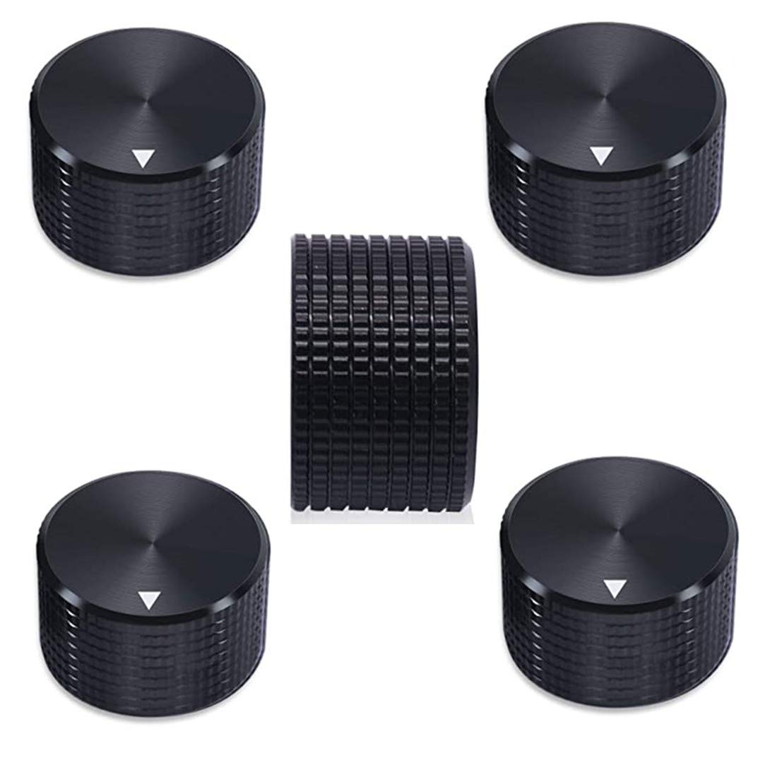 5 Pack Aluminum Rotary Electronic Control Potentiometer Knob,for 0.23'' Diameter Shaft, 0.98'' Dia, 0.61'' H, Guitar Knob, Audio knob, Volume Control Knob(Black)