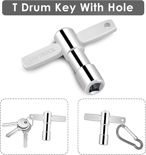 Vista 24 de EastRock Drum Keys - Paquete de 3 llaves de afinación de tambor con tecla de velocidad de movimiento estándar continuo, afinador universal de llave