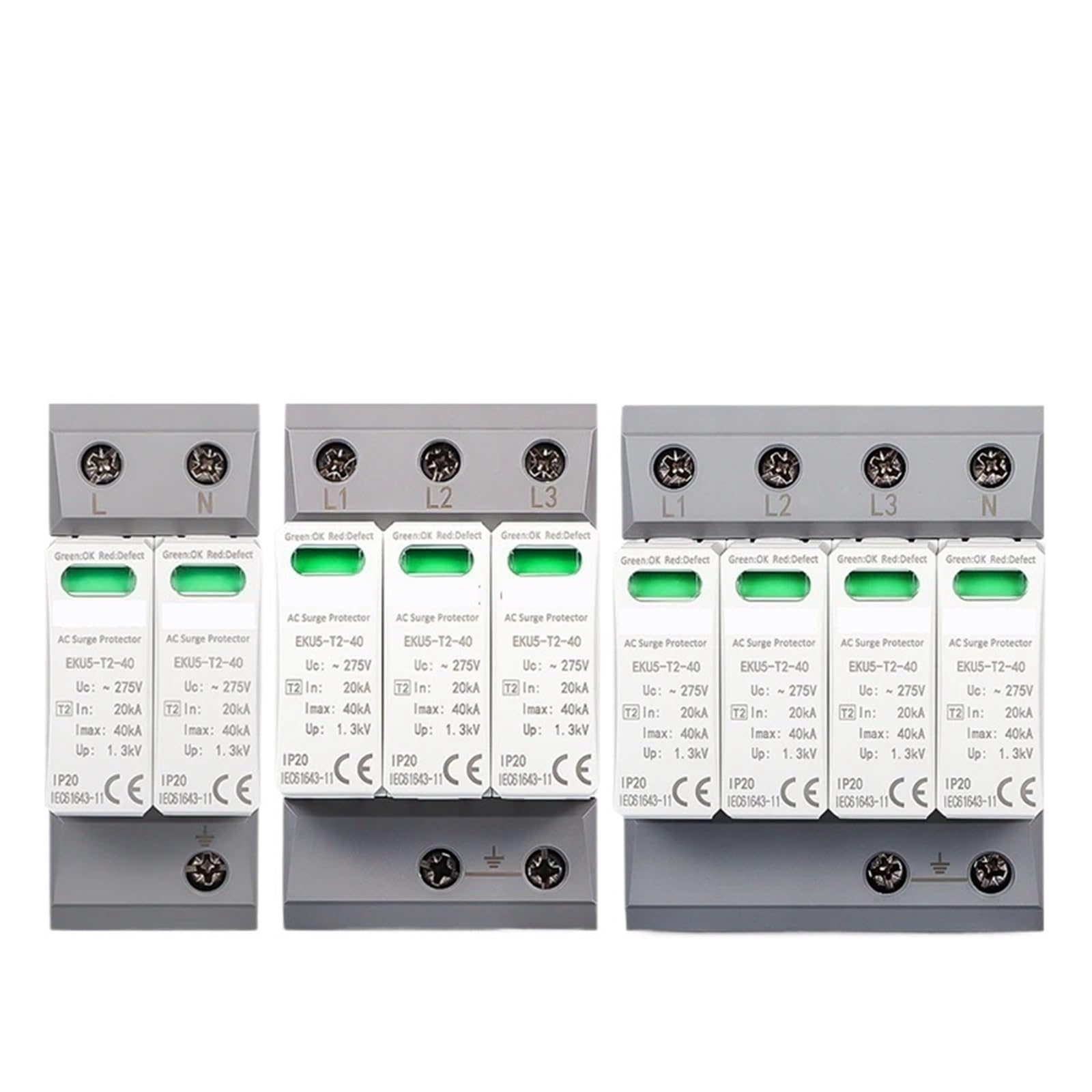 Parafoudre domestique AC 275V 40kA 4P pour tableau électrique EKU5