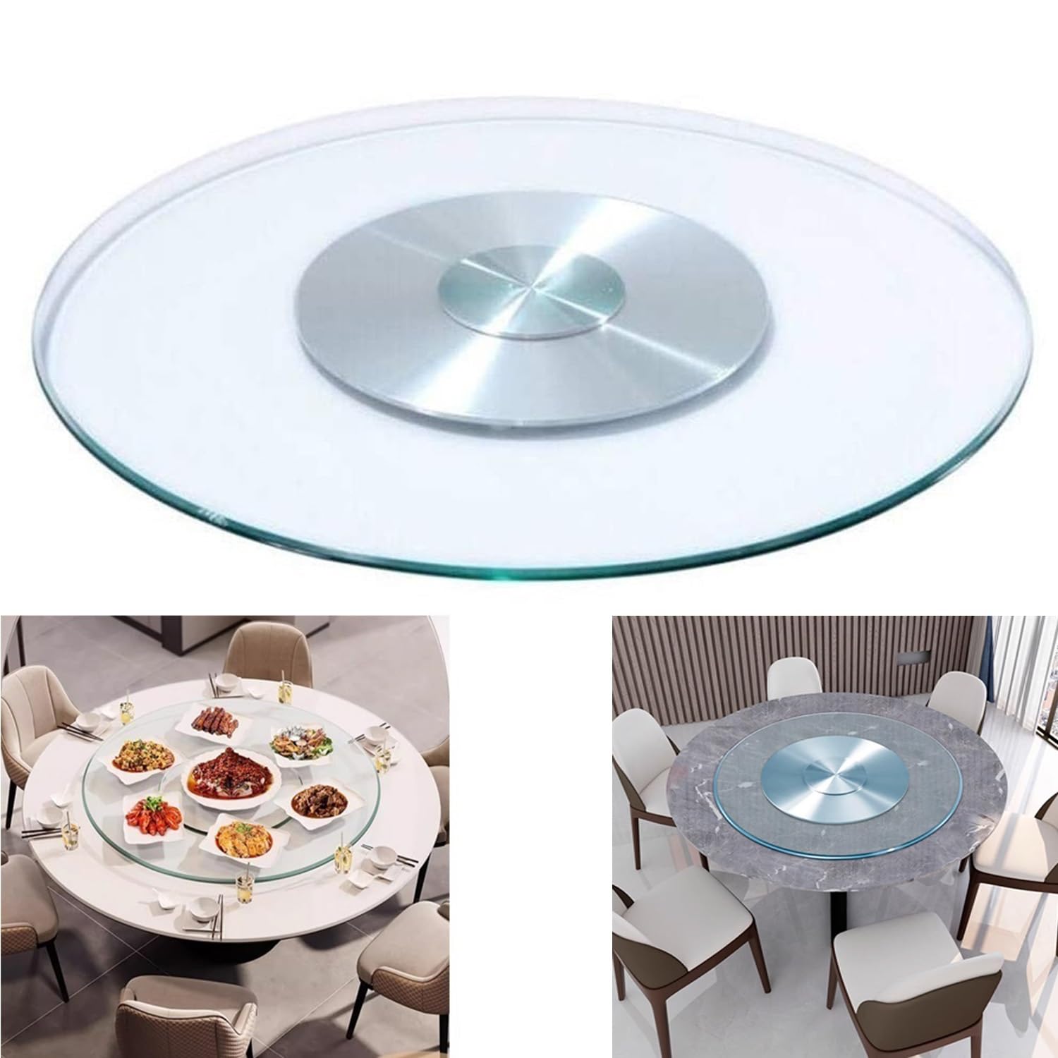 Plateau tournant verre trempé Lazy Susan pour repas de famille
