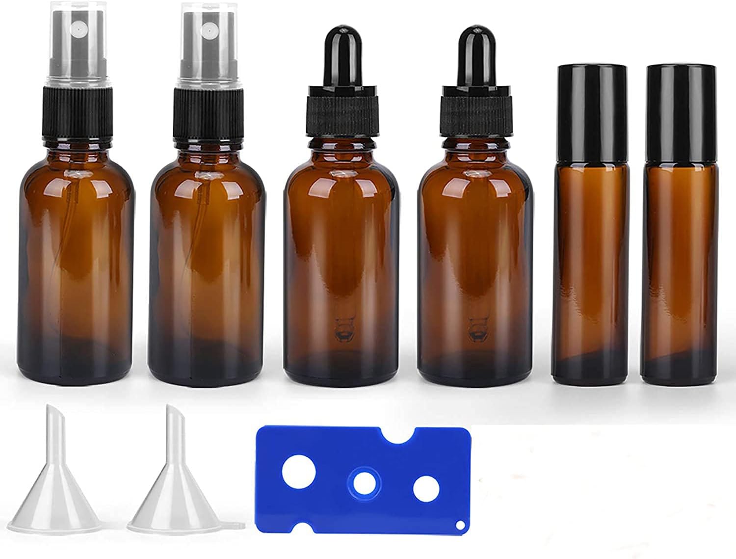 Imirootree 20ML Amber Glass Spray Bottles 20ML Glass Eye Dropper Bottles 10ML Glass Roller Bottles for Essential Oils Empty Refillable Liquid Cosmetic Bottle Container : Beauty & Personal Care