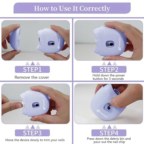 Miniatura 5 de Cortaúñas eléctrico, recortador de uñas eléctrico con almacenamiento de clips de uñas y luz LCD, cortaúñas automático recargable por USB para