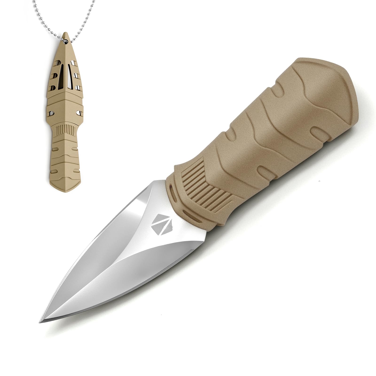 REAT mini EDC utility fixed blade knife 6 inch 440C steel small spear point neck knife with necklace