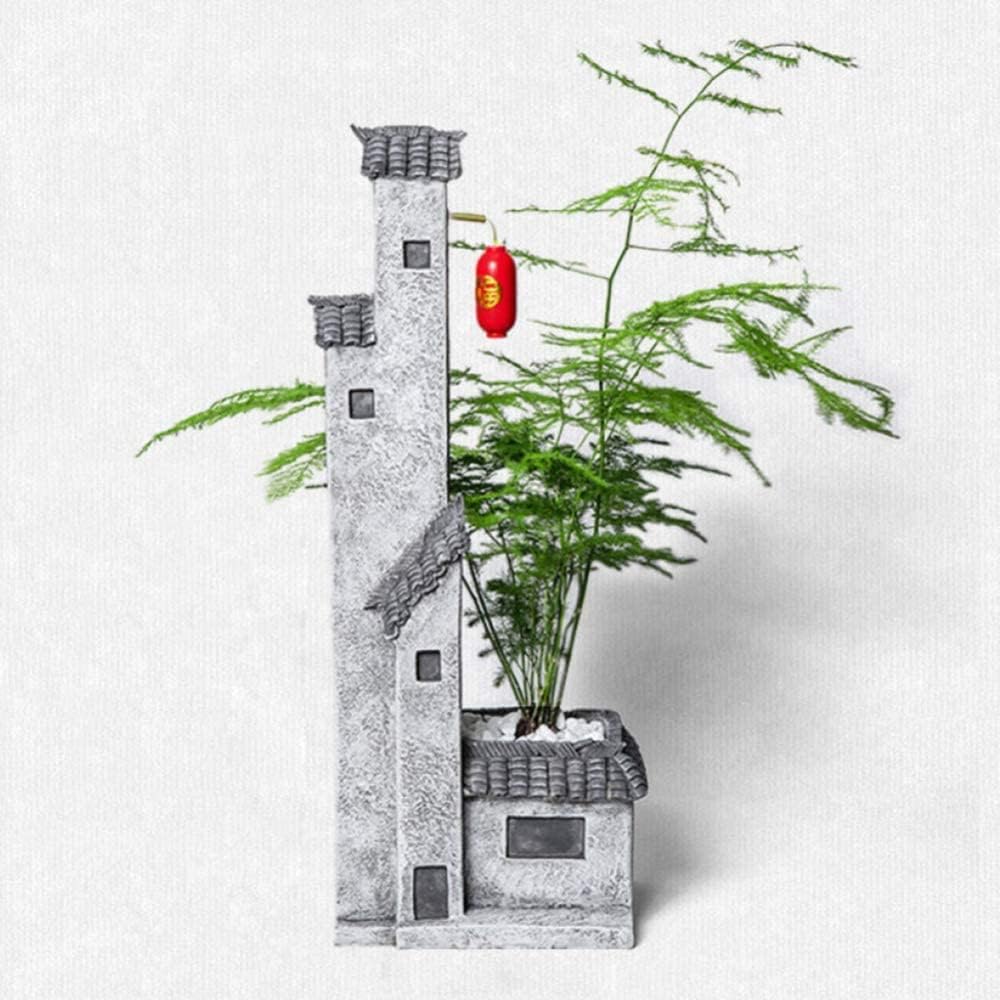 Miniature Building Zen Ornaments Miniature Chinese House Simulation Tree Decorations Tea Room Furnishings (F)