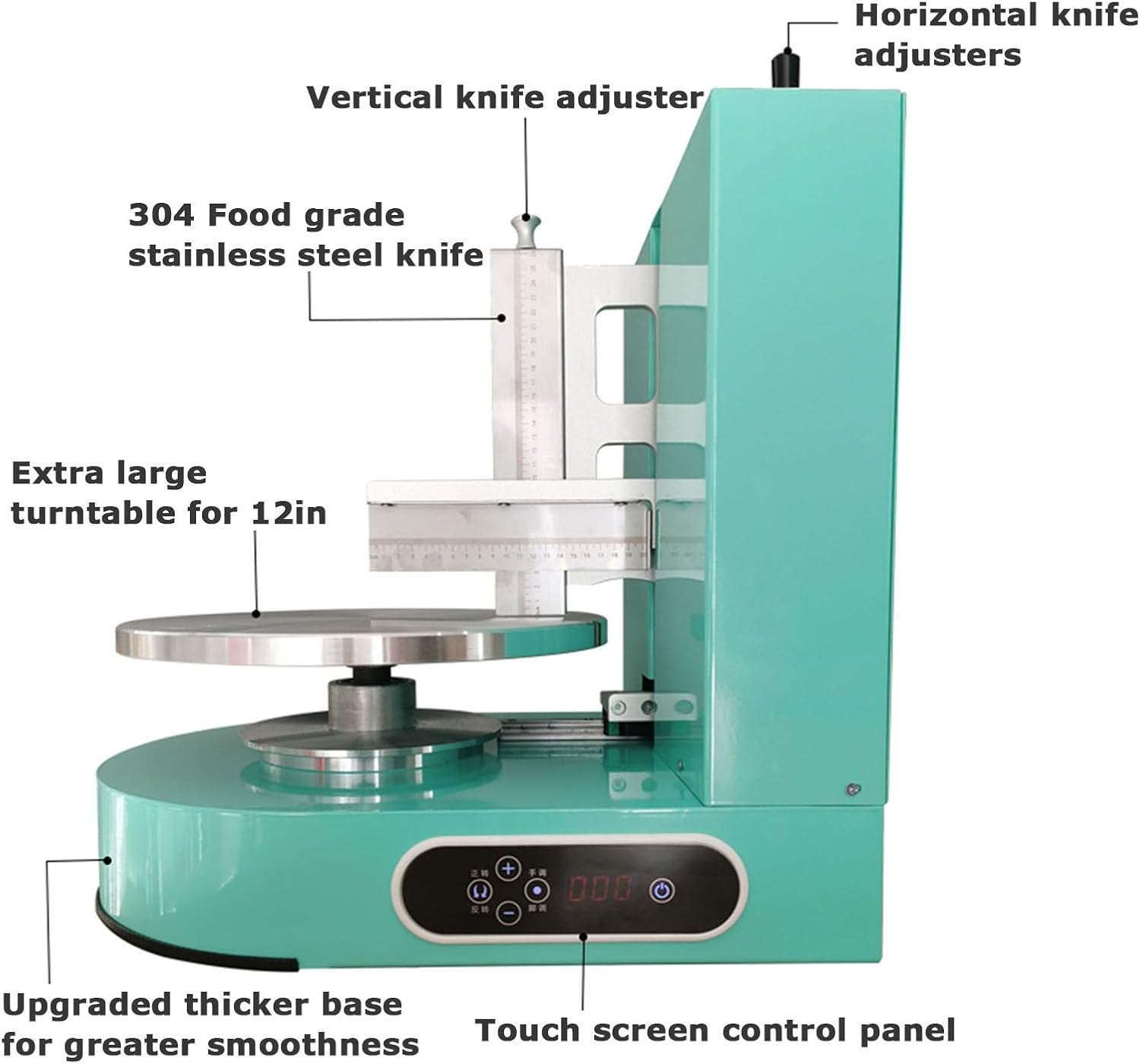Birthday Cake Smoothing Coating Machine 4-12Inches Automatic Baking Birthday Cake Tools Cakes Plastering Cream Coating Filling Machine (Green)