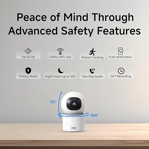 Miniatura 2 de Cámara de seguridad para mascotas para interiores con aplicación de teléfono 1080p WiFi monitor para bebés/mascotas, 360 grados, seguimiento de