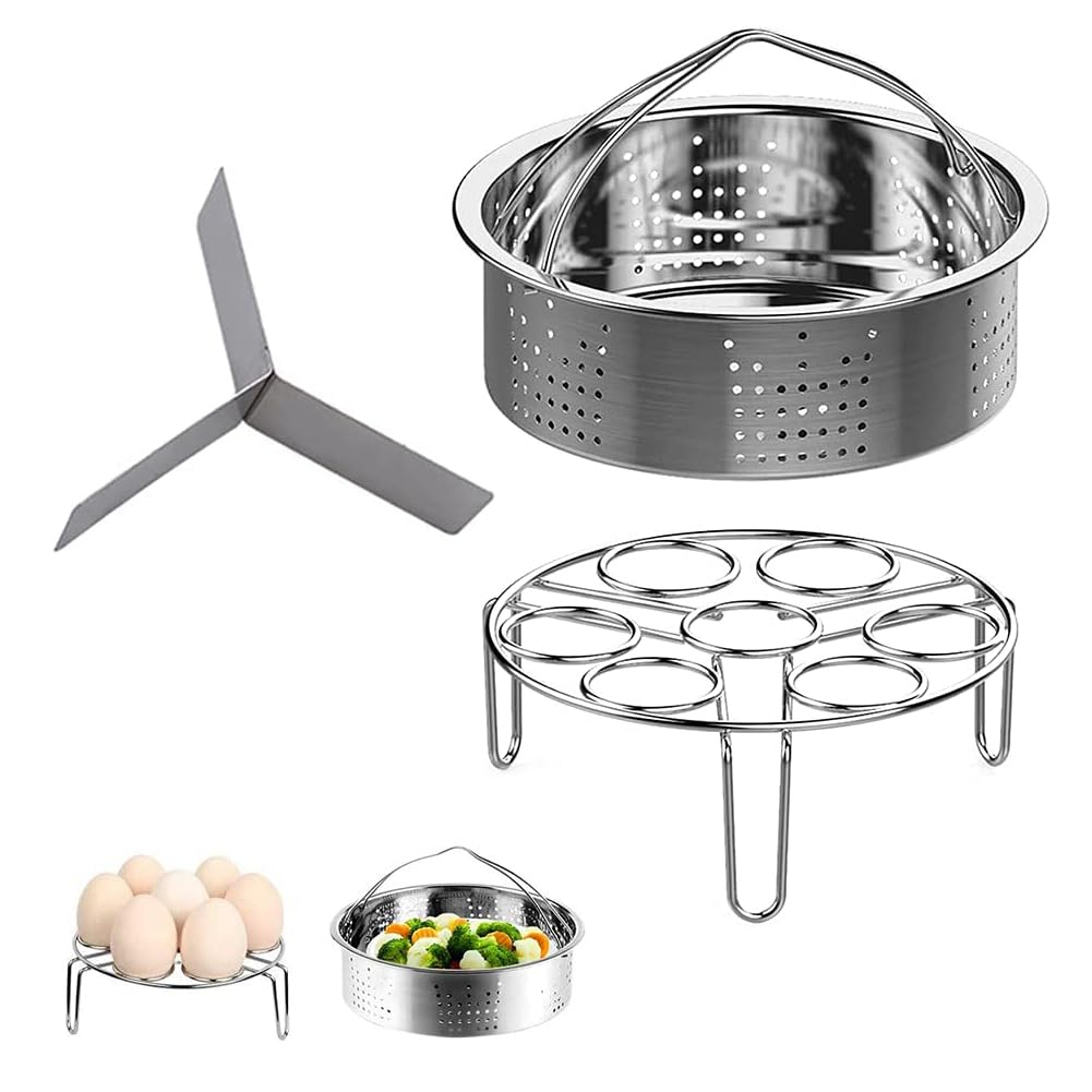 Set Cestello Vapore In Acciaio Inox Con Divisori, Diametro 21 Cm, Per Pentola A Pressione Da 20 Cm, Lavabile In Lavastoviglie