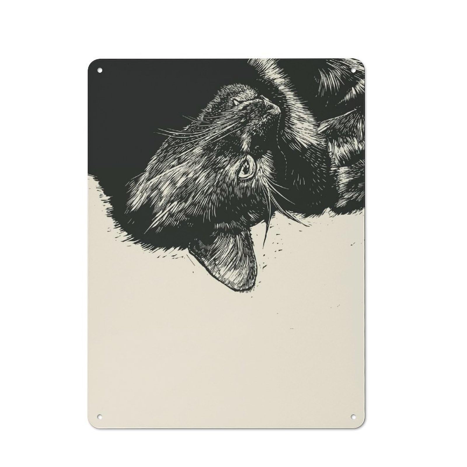 Black Cat Portrait Metal Gift Sign 40x30cm, Retro Home Wall Decor for Home, Shop, Pub Or Studio Wall
