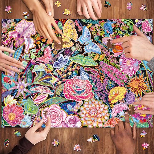 HUADADA Jigsaw Puzzles for Adults 1000 Pieces Family Interactive Games 1000 Piece Jigsaw Puzzles for Adults-Flowers and Butterflies - Image 3