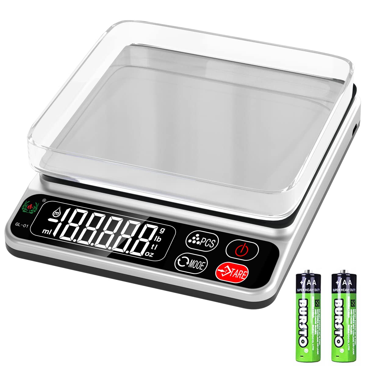 SCALE JAZZ Food Kitchen Scale for Cooking Baking Meal Prep Digital Kitchen Scale Grams Milliliters 6.6lbs/3kg 0.1g/0.01ozPreciseGraduation Backlit Display Battery Included…
