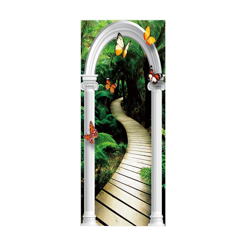 Papier peint porte autocollant 3D amovible poster mural décoratif pour salle de bain 63x205