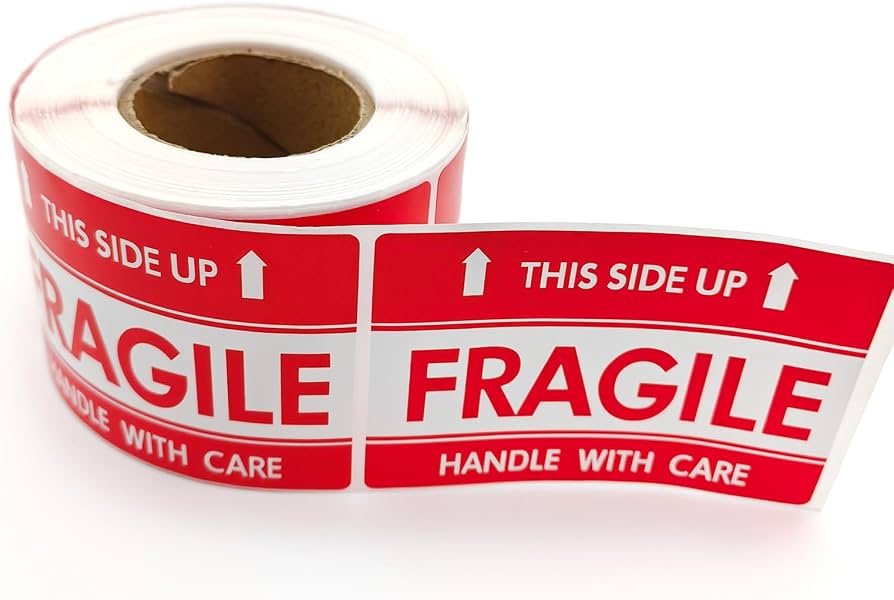 500 Etichette Adesive Autoadesive “FRAGILE – NON PIEGARE” 40x15mm – Colori Assortiti