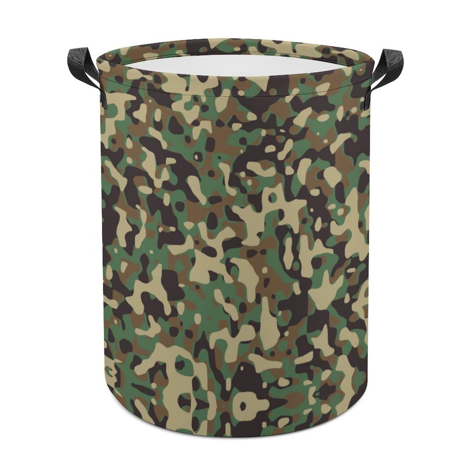 Wlntrophic Laundry Hamper, Green Camouflage Pattern Laundry Basket, Washing Basket with Handle