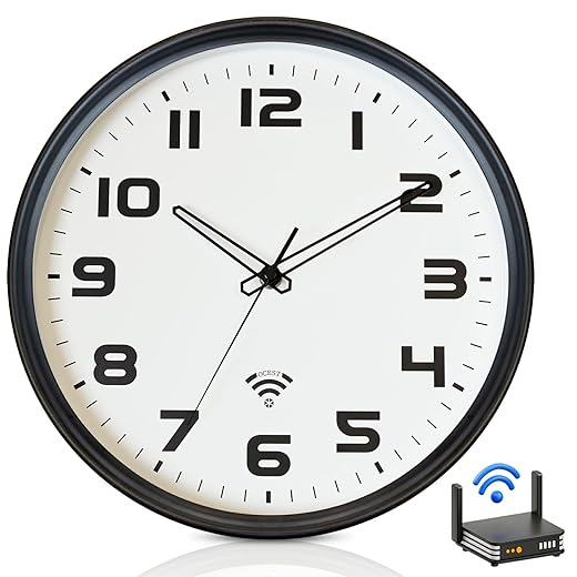 OCEST 12-Inch WiFi Auto-Sync Wall Clock