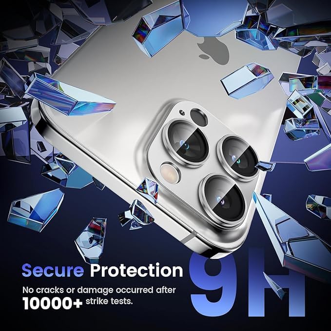 Image of Camera Lens Protector for iPhone 16 Pro /16 Pro Max | [Drop Protection] Tempered Glass | Metal Ring | Case Friendly | Scratch Resistant | Easy Installation (SILVER)