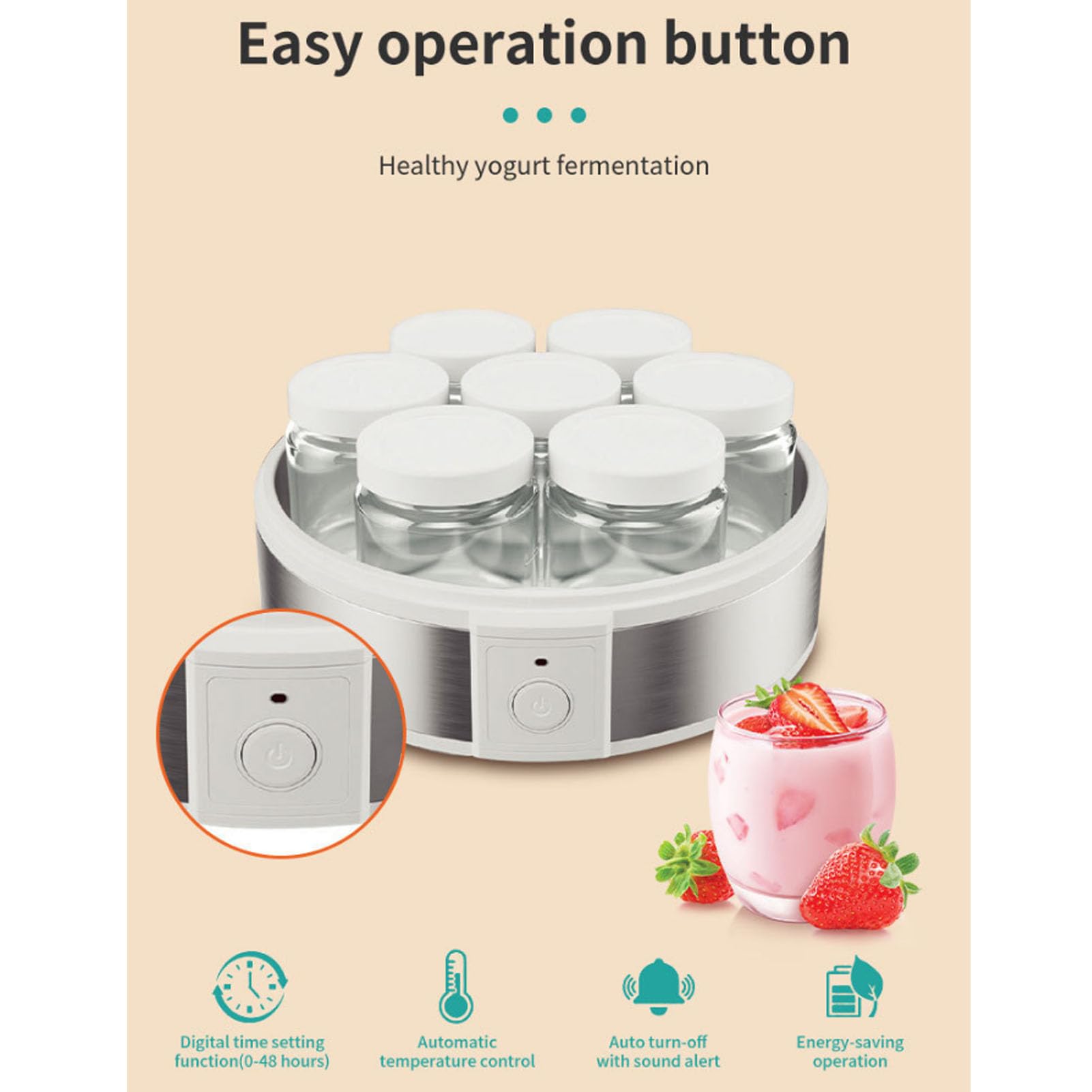 Acouto Yogurtera Eléctrica, Máquina Casera de Yogur Griego con 7 Tazas