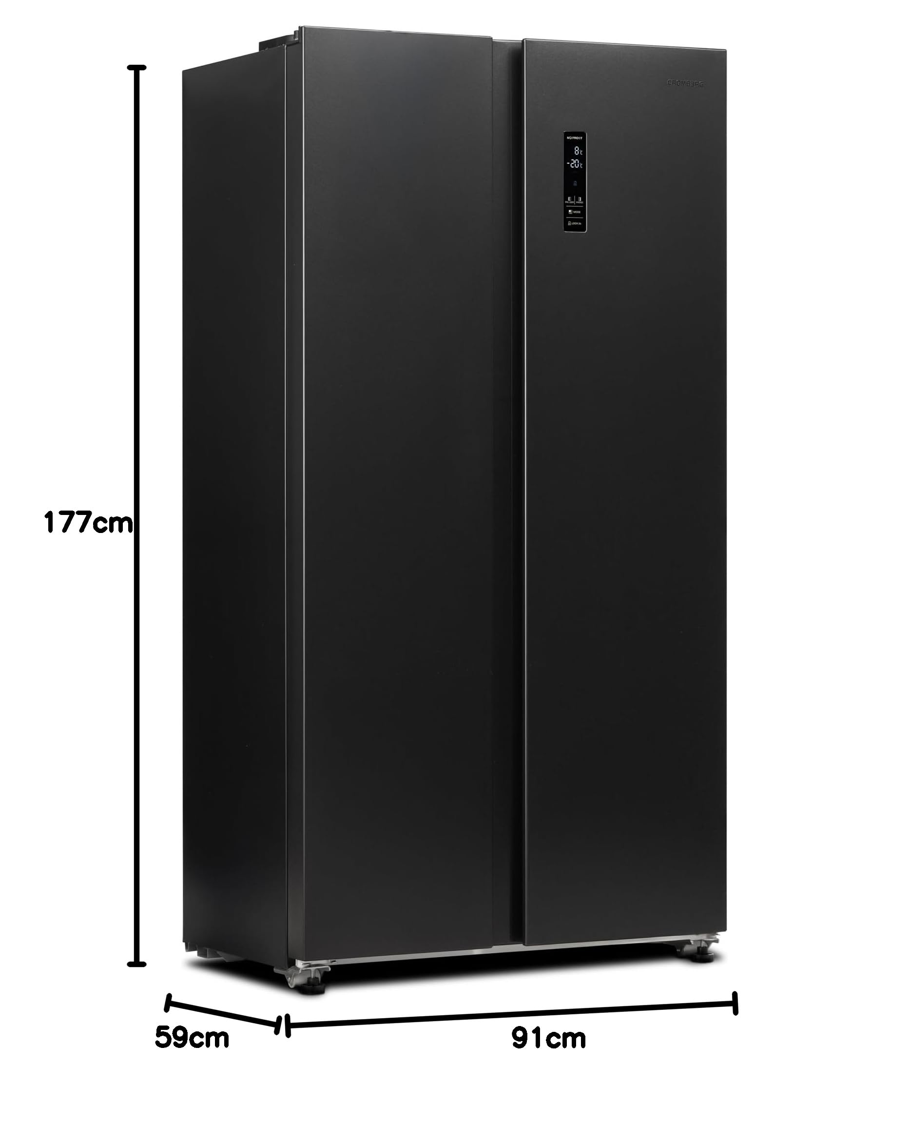 HRH 2P 55N BX Frigorifero Americano Side-by-Side, Total No Frost, 442L, display esterno il soft touch, Classe Energetica E, Altezza 177cm, Larghezza 91cm, Profondità 59cm