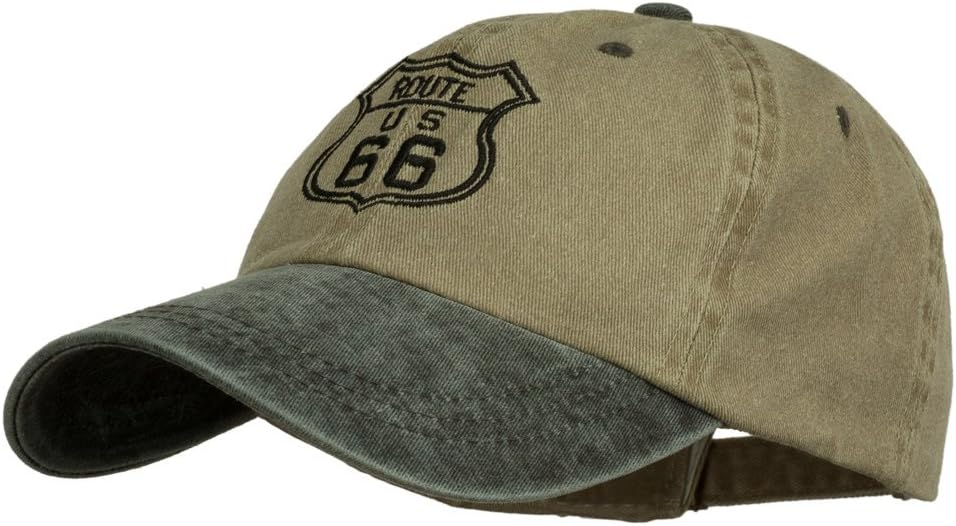 e4Hats.com US Route 66 Embroidered Pigment Dyed Washed Cap