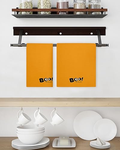 Miniatura 3 de Kitchen Towel 2 Packs Cotton Waffle Weave, Halloween Orange 16 x 24 Inch Absorbent Quick Drying Dish Towels Clothes for Kitchen Living Room Washable