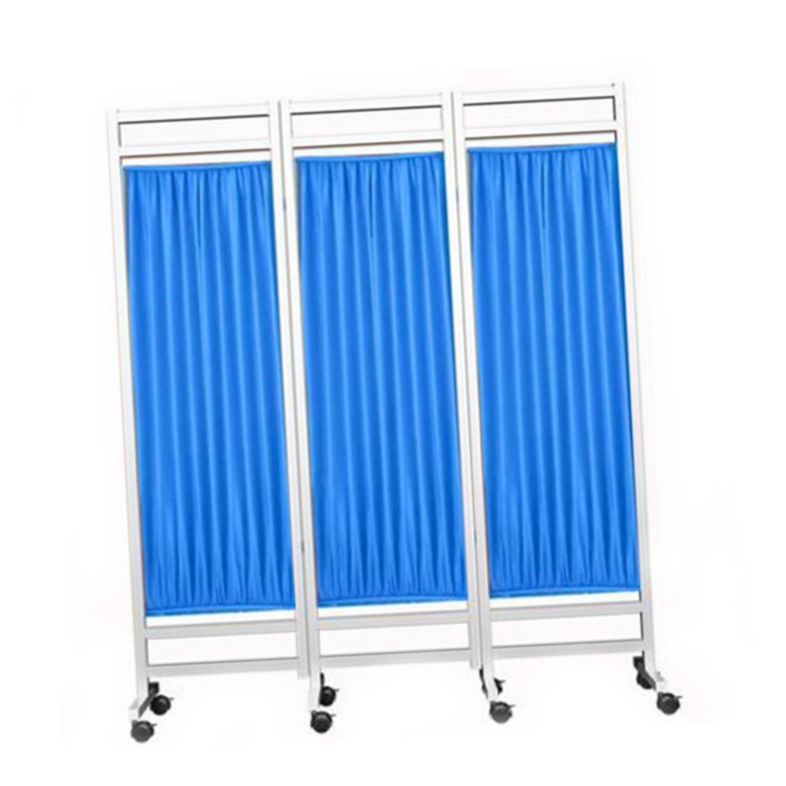 Paravent bleu 180x50 cm sur roulettes réglable lot de 3