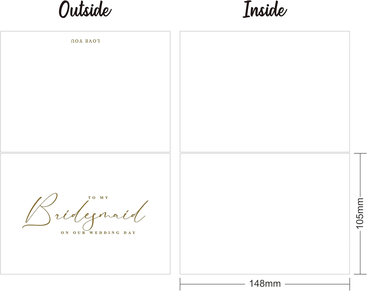 PartyGifts&beyond 4 Pcs To My Bridesmaid Cards on My Wedding Day Cards & 2 Pcs To My Maid of Honor on My Wedding Day Cards, 6 Pcs Bridesmaid Thank you Gift