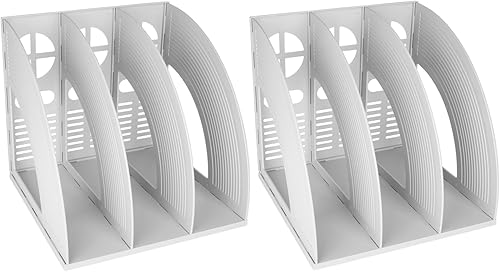 Miniatura 8 de SAYEEC Soporte organizador de escritorio para revistas, soporte de plástico para archivos, 3 compartimentos, divisores de gabinete, organizador de