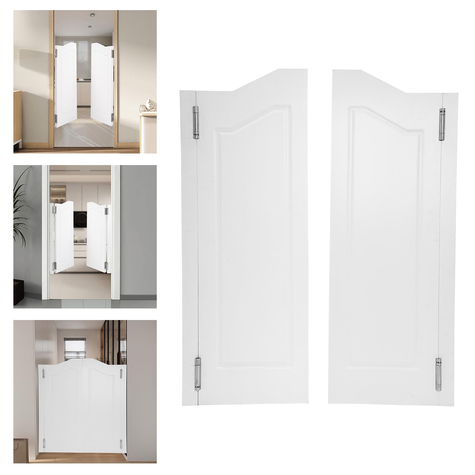 Porta basculante per salone, divisoria automatica, in legno, doppia porta, stile retrò, spessore 3,5 cm, per corridoio, cucina, bar, pub (bianco, 110 x 45 cm)