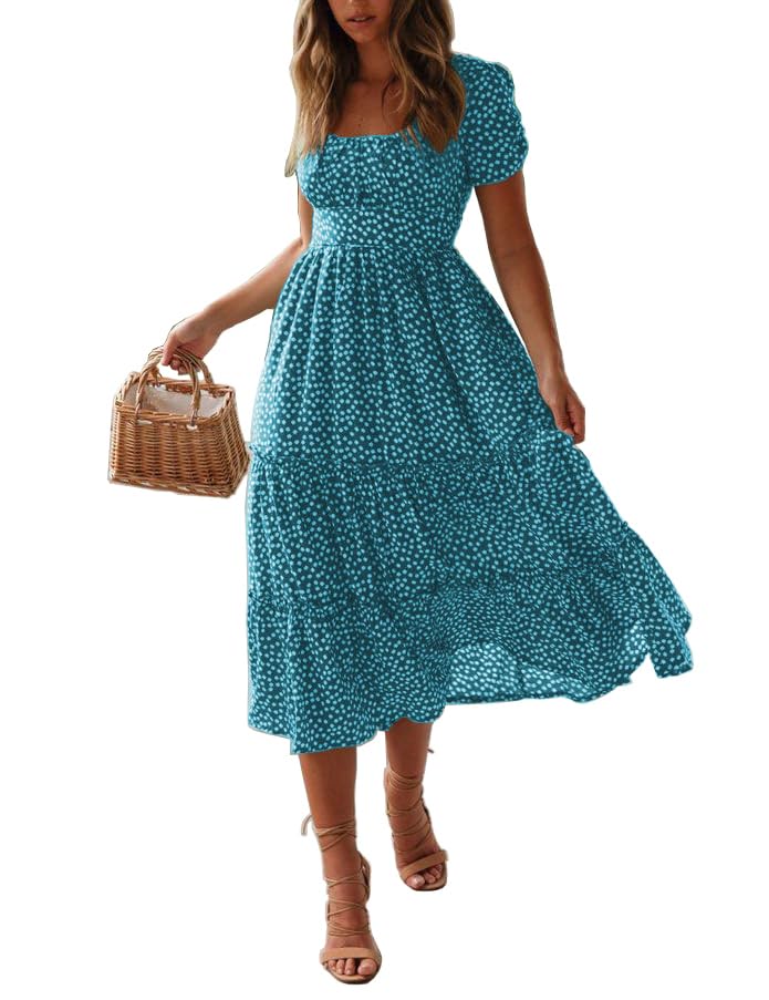 TOPLAZA Vestidos Casuales Mujer Vestido Largo de Playa Estampado de Flores Verano