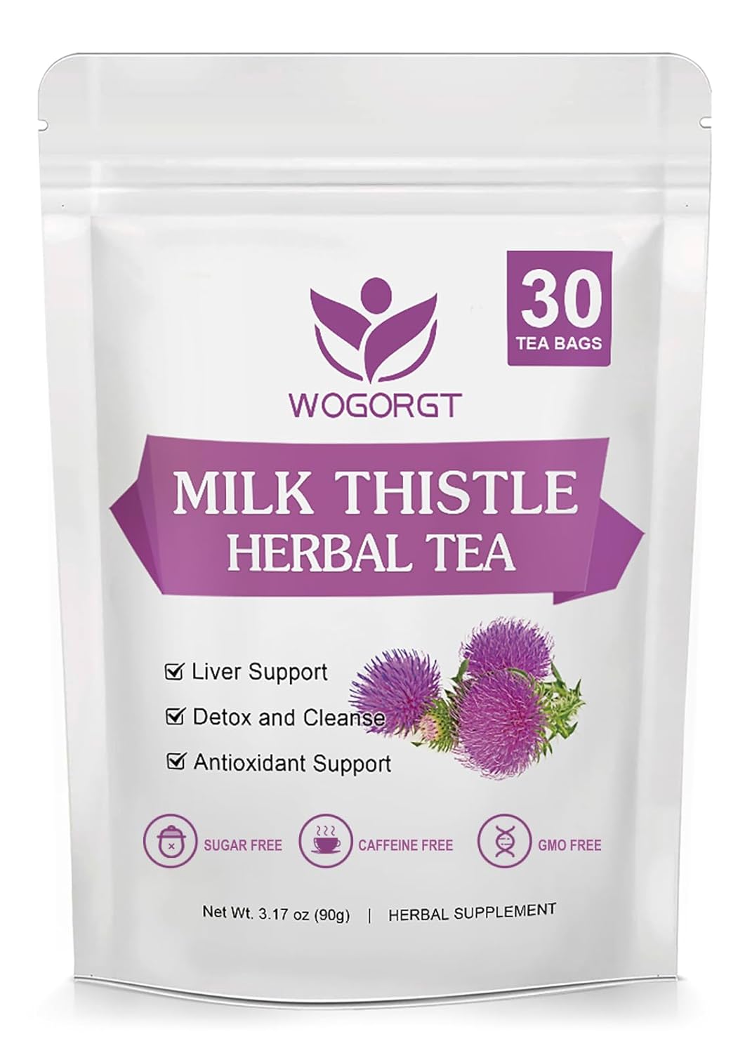 WOGORGT Dried Milk Thistle Tea – Organic Milk Thistle Herbal Tea for Liver Cleanse, Antioxidant and Immune Support, Caffeine Free – 30 Tea Bags WOGORGT Dried Milk Thistle Tea – Organic Milk Thistle Herbal Tea for Liver Cleanse, Antioxidant and Immune Support, Caffeine Free – 30 Tea Bags