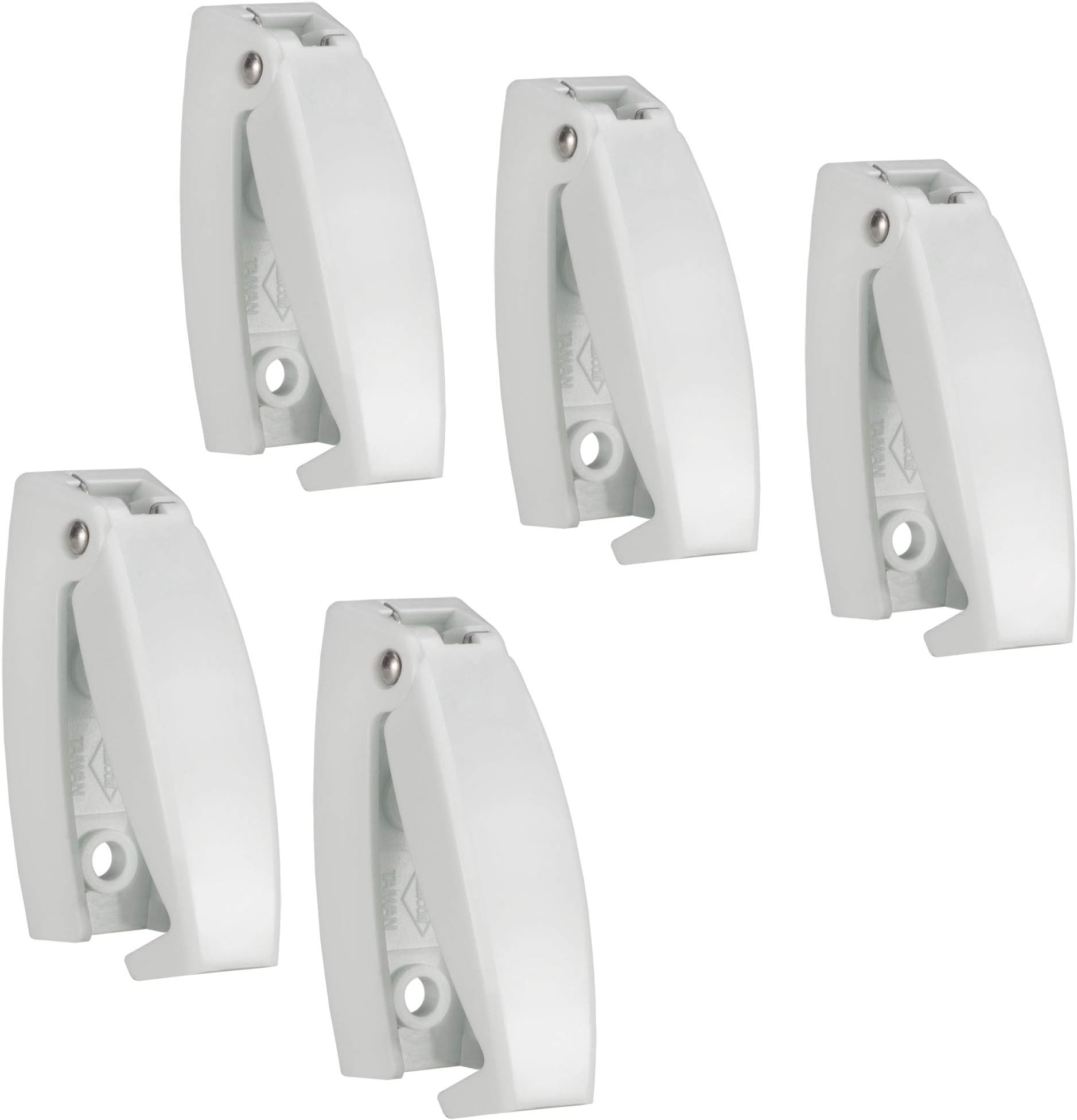 RecPro RV White Rounded Baggage Door Catch Compartment Clips Latch | Camper Trailer Motor Home (5 Pack)