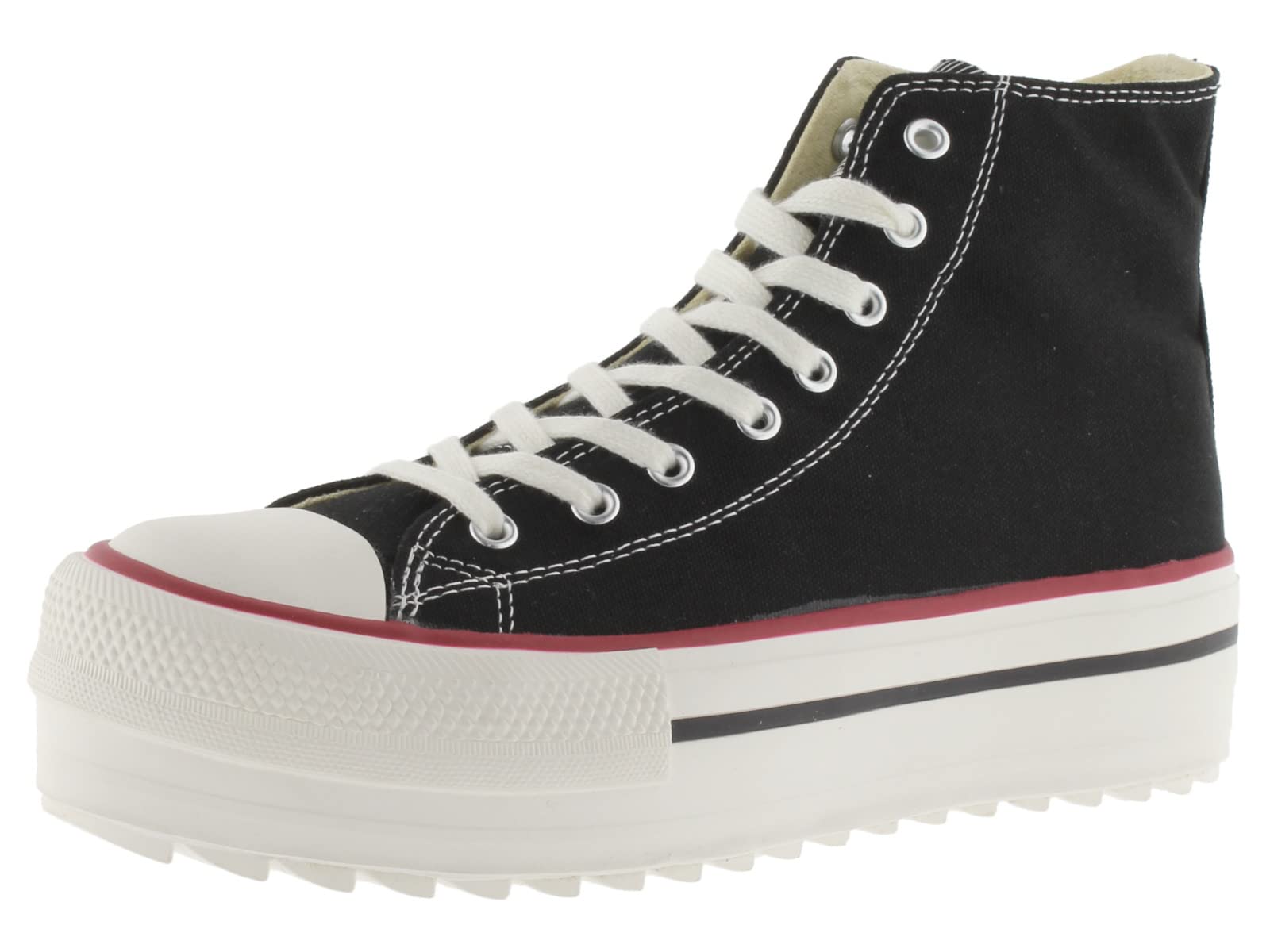 victoria Zapatillas Altas Tribu Lona & Sello Retro & Suela Doble En Sierra 1061121 para Mujer Negro 37