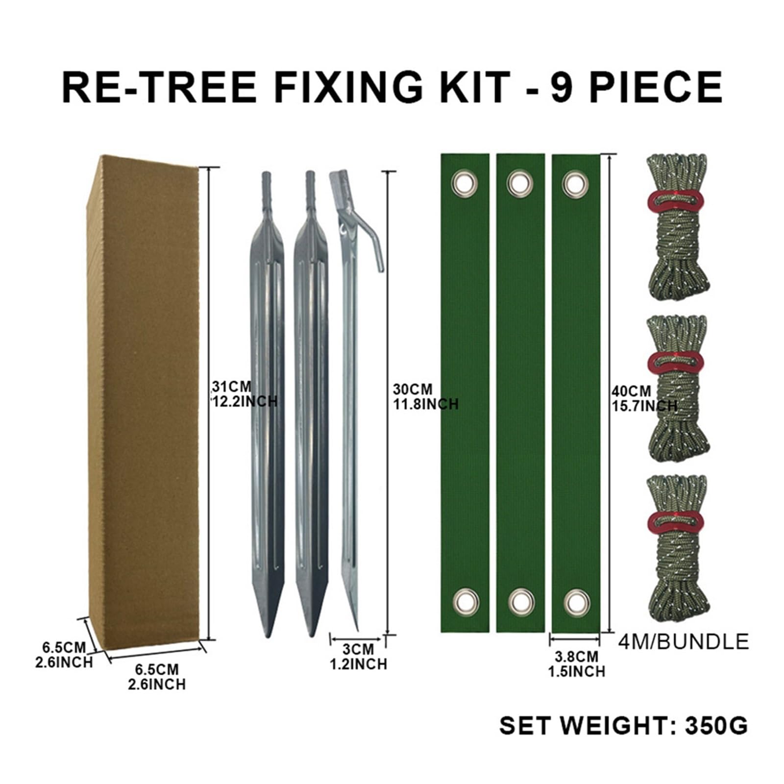 Pflanzen Rankhilfe 1 Set Baumpfahl-Sets, Pfähle und Stützen for Junge Bäume gegen schlechtes Wetter for bepflanzte Riemen, Gartenzubehör(Green Rope)