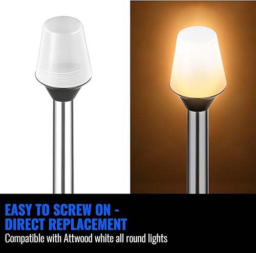 Miniatura 4 de Saillong Replacement Boat Stern Light Cover Lens Cap Compatible with Attwood Boat Anchor Light Cover 91017B7 Frosted Globe Screw On All Round