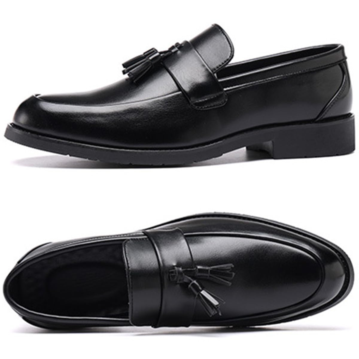 Zapatos de Vestir para Hombre, Mocasine sin Cordones Punta Puntiaguda, Estilo británico, con borlas y diseño Zapatos de Boda cómodos